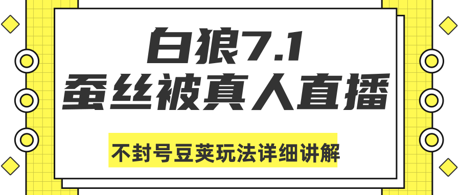 白狼敢死队最新抖音课程：蚕丝被真人直播不封号豆荚（dou+）玩法详细讲解-网创资源社