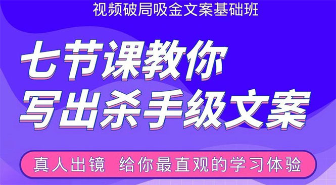 张根视频破局吸金文案班：节节课教你写出杀手级文案(附67页文案训练手册)-网创资源社