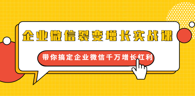 企业微信裂变增长实战课：带你搞定企业微信千万增长红利，新流量-新玩法-网创资源社