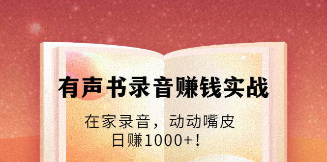 有声书录音赚钱实战：在家录音，动动嘴皮，日赚1000+！-网创资源社