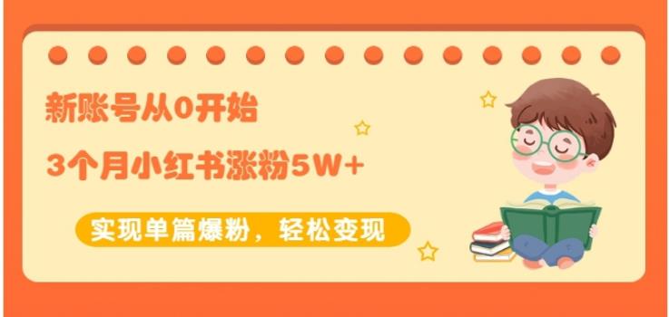 生财小红书涨粉变现：新账号从0开始3个月小红书涨粉5W+实现单篇爆粉-网创资源社