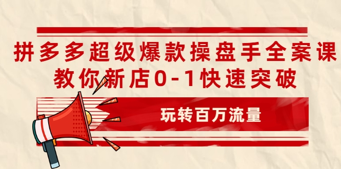 拼多多超级爆款操盘手全案课，教你新店0-1快速突破，玩转百万流量-网创资源社