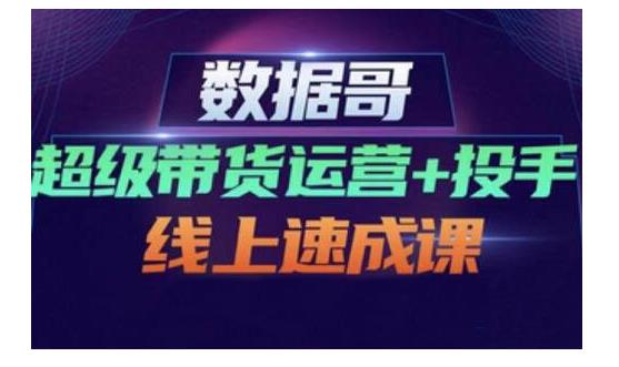 数据哥·超级带货运营+投手线上速成课，快速提升运营和熟悉学会投手技巧-网创资源社