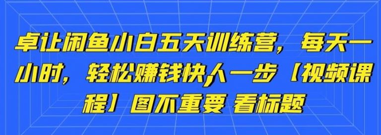 卓让闲鱼小白五天训练营，每天一小时，轻松赚钱快人一步-网创资源社