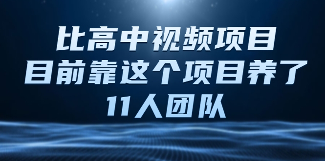 比高中视频项目，目前靠这个项目养了11人团队【视频课程】-网创资源社