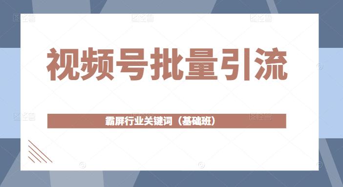 视频号批量引流，霸屏行业关键词（基础班）全面系统讲解视频号玩法-网创资源社