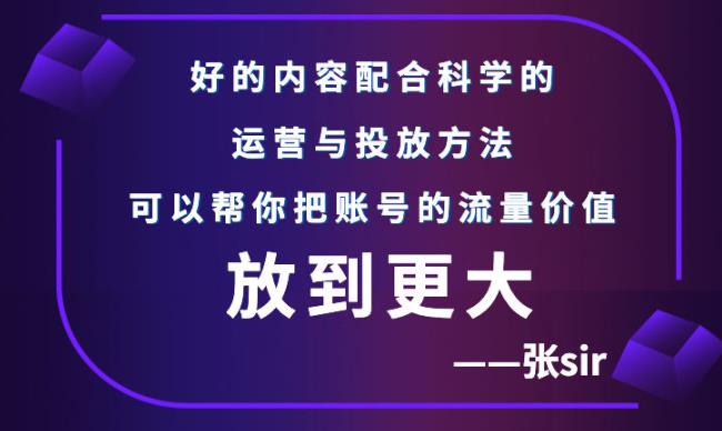 张sir账号流量增长课，告别海王流量，让你的流量更精准-网创资源社