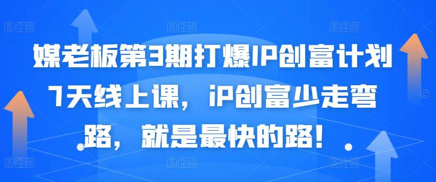 媒老板第3期打爆IP创富计划7天线上课，iP创富少走弯路，就是最快的路！-网创资源社