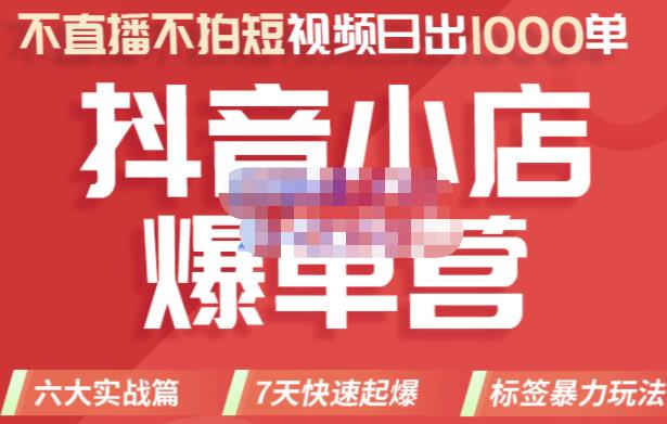 推易电商·2022年抖音小店爆单营，不直播、不拍短视频、日出1000单，暴力玩法-网创资源社