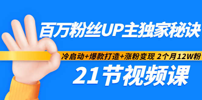 百万粉丝UP主独家秘诀：冷启动+爆款打造+涨粉变现2个月12W粉（21节视频课)-网创资源社