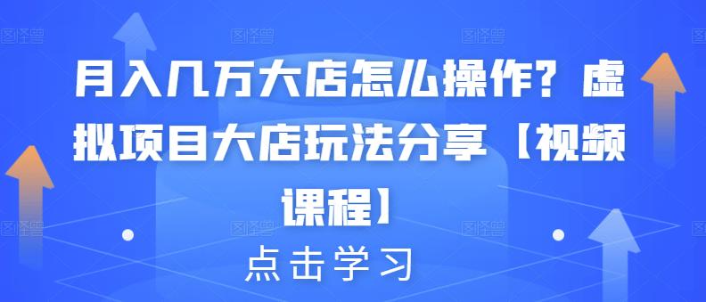 月入几万大店怎么操作？虚拟项目大店玩法分享【视频课程】-网创资源社