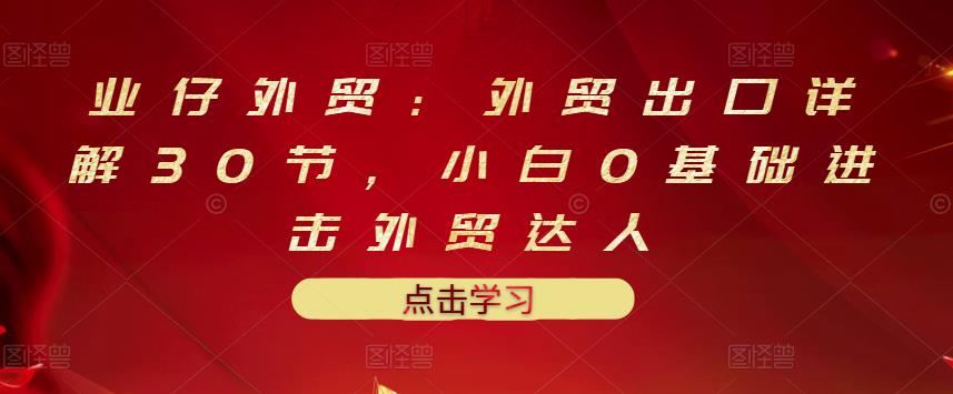 业仔外贸：外贸出口详解30节，小白0基础进击外贸达人 价值666元-网创资源社