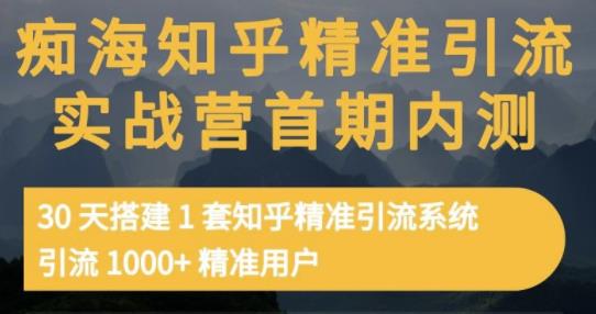 痴海知乎精准引流实战营1-2期，30天搭建1套知乎精准引流系统，引流1000+精准用户-网创资源社