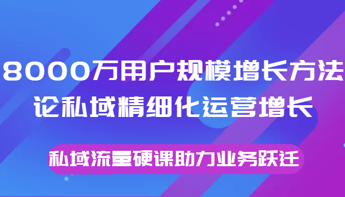 8000万用户规模增长方法论私域精细化运营增长，私域流量硬课助力业务跃迁-网创资源社