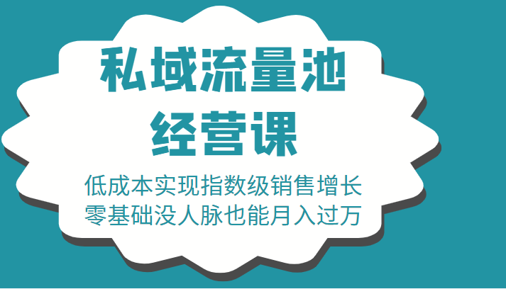 16堂私域流量池经营课：低成本实现指数级销售增长，零基础没人脉也能月入过万-网创资源社