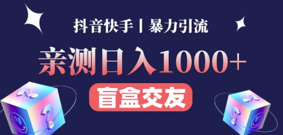 日收益1000+的交友盲盒副业丨有手就行的抖音快手暴力引流-网创资源社