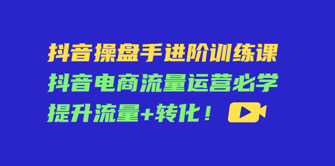 抖音操盘手进阶训练课：抖音电商流量运营必学，提升流量+转化-网创资源社