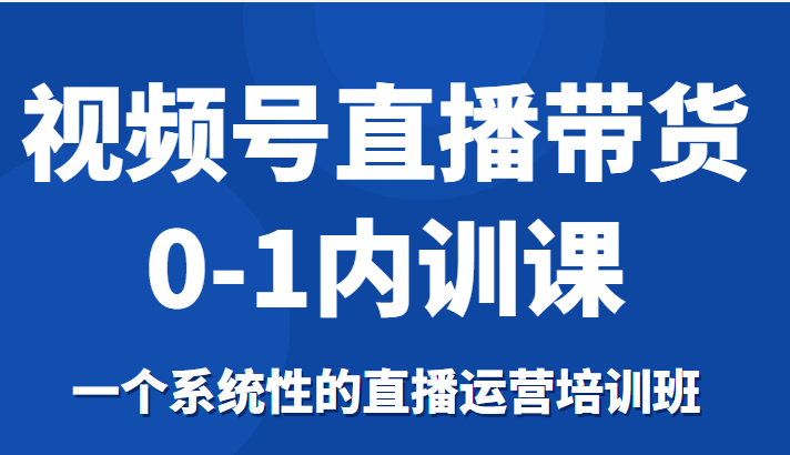 视频号直播带货0-1内训课，一个系统性的直播运营培训班-网创资源社