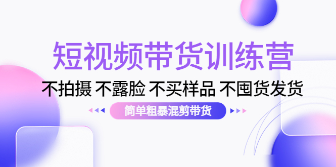 短视频带货训练营：不拍摄 不露脸 不买样品 不囤货发货 简单粗暴混剪带货（第三期）-网创资源社