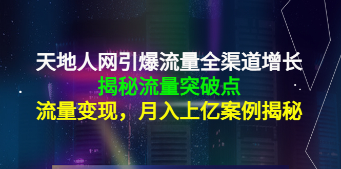 天地人网引爆流量全渠道增长：揭秘流量突然破点，流量变现，月入上亿案例-网创资源社