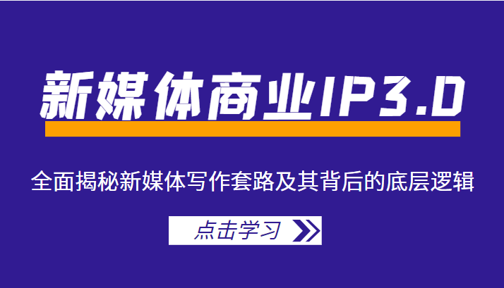 新媒体商业IP3.0，全面揭秘新媒体写作套路及其背后的底层逻辑（价值1299元）-网创资源社