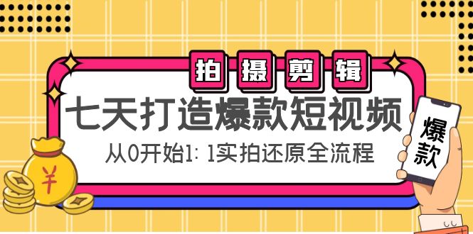 七天打造爆款短视频：拍摄+剪辑实操，从0开始1:1实拍还原实操全流程-网创资源社