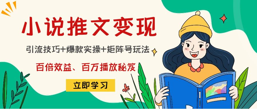 小说推文训练营：引流技巧+爆款实操+矩阵号玩法，百倍效益、百万播放秘笈-网创资源社