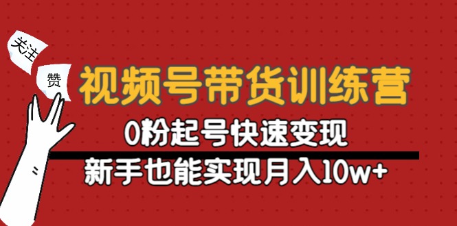 视频号带货训练营：0粉起号快速变现，新手也能实现月入10w+-网创资源社