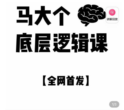 马大个·底层逻辑课，51节底层逻辑智慧课-价值1980元-网创资源社