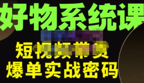 大嘴·好物短视频带货解析，学完你将懂的短视频带货底层逻辑，做出能表现的短视频-网创资源社