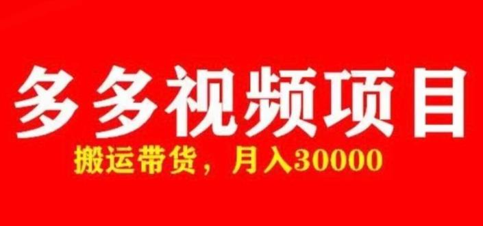 多多带货视频快速50爆款拿带货资格，搬运带货，月入30000【全套脚本+详细玩法】-网创资源社