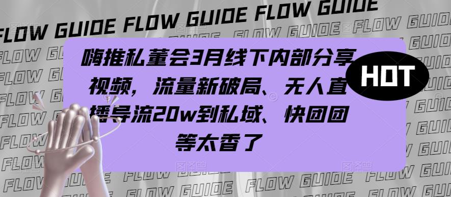 嗨推私董会3月线下内部分享视频，流量新破局、无人直播导流20w到私域、快团团等太香了-网创资源社