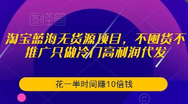 淘宝蓝海无货源项目，不囤货不推广只做冷门高利润代发，花一半时间赚10倍钱-网创资源社