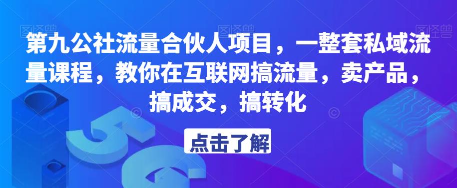 第九公社流量合伙人项目，一整套私域流量课程，教你在互联网搞流量，卖产品，搞成交，搞转化-网创资源社