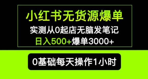 小红书无货源爆单实测从0起店无脑发笔记爆单3000+长期项目可多店-网创资源社