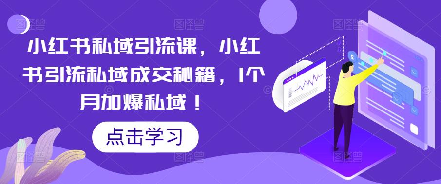 小红书私域引流课，小红书引流私域成交秘籍，1个月加爆私域！-网创资源社