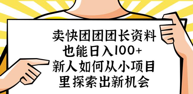 卖快团团团长资料也能日入100+新人如何从小项目里探索出新机会-网创资源社