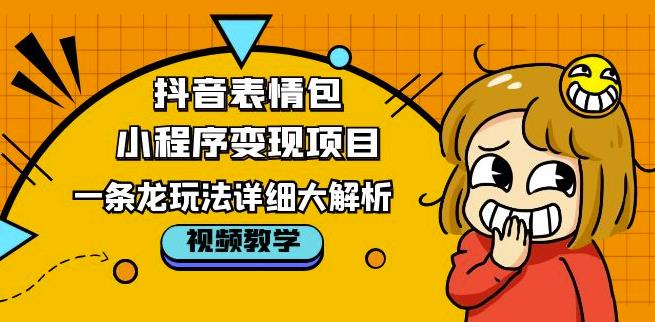 抖音表情包小程序变现项目，一条龙玩法详细大解析，视频版学习！-网创资源社