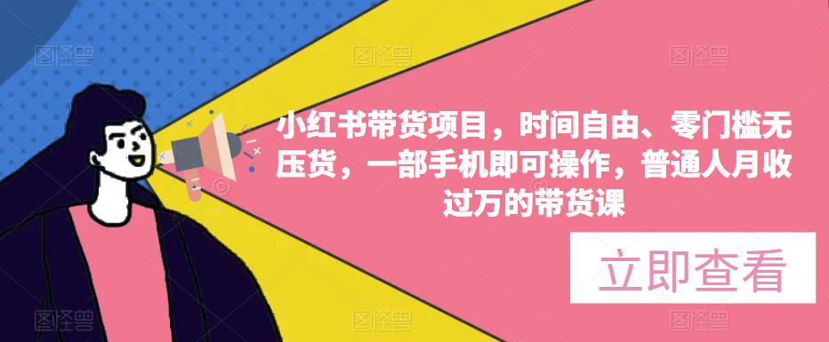 小红书带货项目，时间自由、零门槛无压货，一部手机即可操作，普通人月收过万的带货课-网创资源社