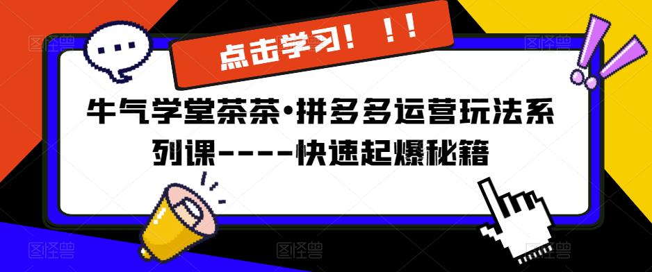 牛气学堂茶茶•拼多多运营玩法系列课—-快速起爆秘籍【更新】-网创资源社