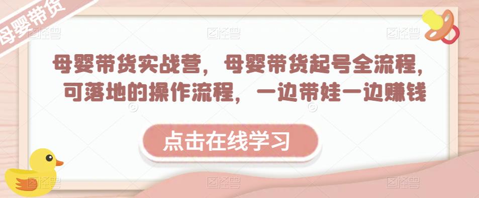 母婴带货实战营，母婴带货起号全流程，可落地的操作流程，一边带娃一边赚钱（附素材）-网创资源社