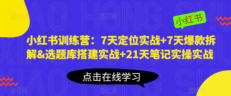 小红书训练营：7天定位实战+7天爆款拆解&选题库搭建实战+21天笔记实操实战-网创资源社