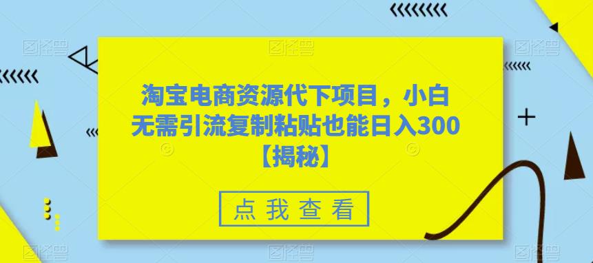 淘宝电商资源代下项目，小白无需引流复制粘贴也能日入300＋【揭秘】-网创资源社