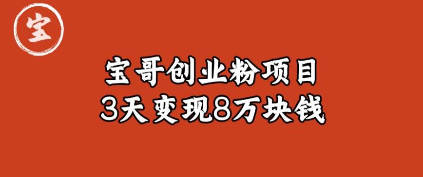 宝哥IP图文创业粉引流项目实战分享：单个账号3天涨粉1万，变现8万块钱（图文教程）【揭秘】-网创资源社