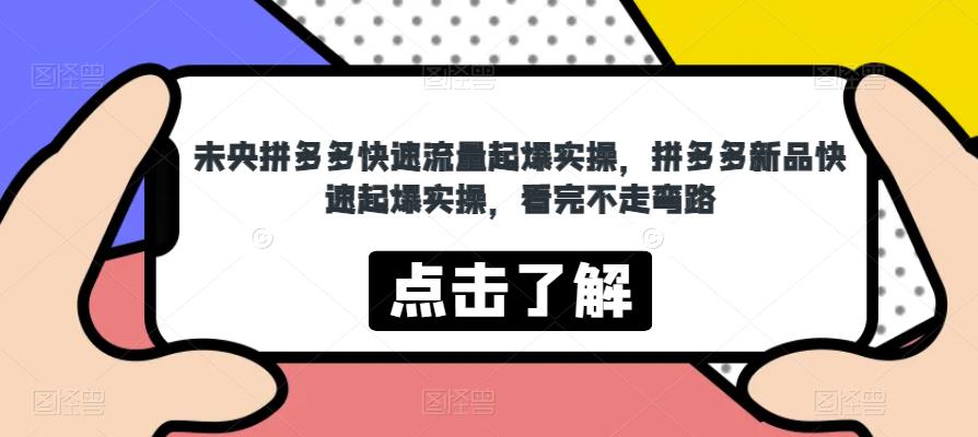 未央拼多多快速流量起爆实操，拼多多新品快速起爆实操，看完不走弯路-网创资源社