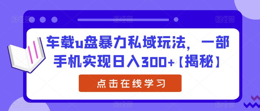 车载u盘暴力私域玩法，一部手机实现日入300+【揭秘】-网创资源社