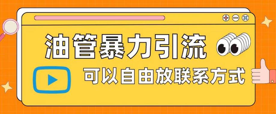 油管暴力引流，可以自由放联系方式【揭秘】-网创资源社