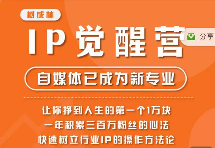 树成林·IP觉醒营，快速树立行业IP的操作方法论，让你赚到人生的第一个1万块-网创资源社