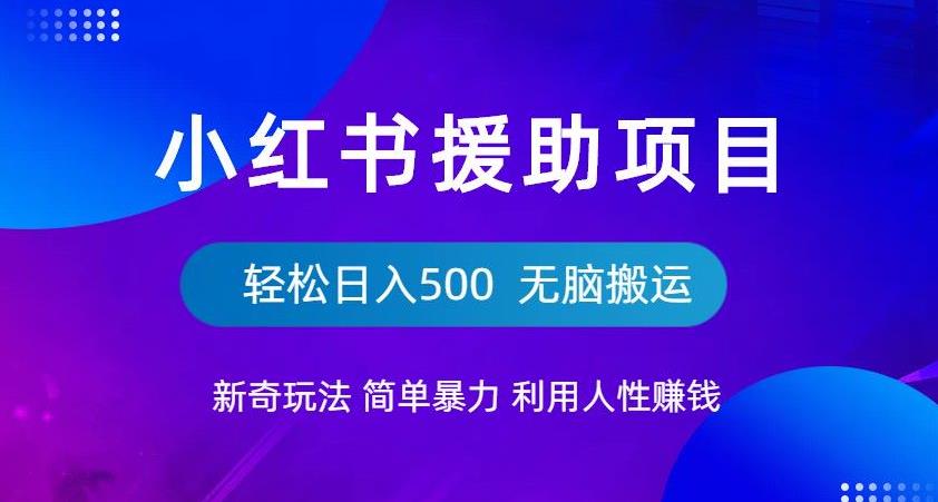 小红书援助项目新奇玩法，简单暴力，无脑搬运轻松日入500【揭秘】-网创资源社