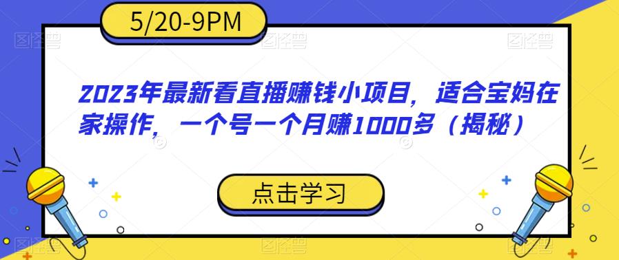 2023年最新看直播赚钱小项目，适合宝妈在家操作，一个号一个月赚1000多（揭秘）-网创资源社